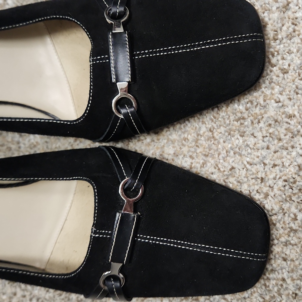 Anne Klein Black Mules with Silver Accents - Picture 2 of 8